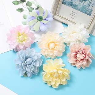 拍摄家居装 DIY手工花环头饰胸花材料 饰 假花绢花 仿真大丽菊花头