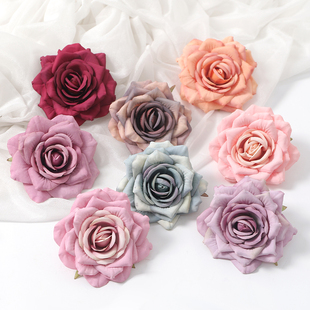 头饰配件绢花 饰簪花服装 仿真玫瑰花头 假花diy手工材料婚庆胸花装