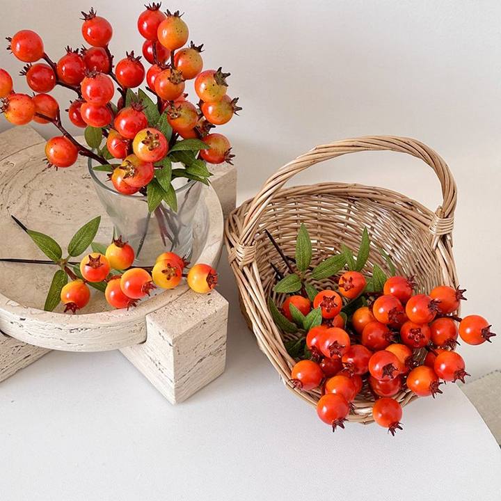 年宵花diy福桶插花石榴新年装饰