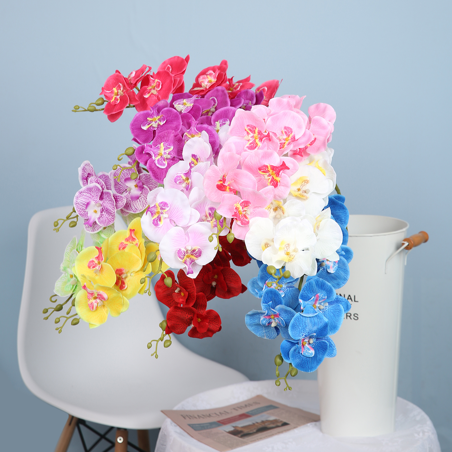 蝴蝶兰假花绢花客厅家居装饰手工