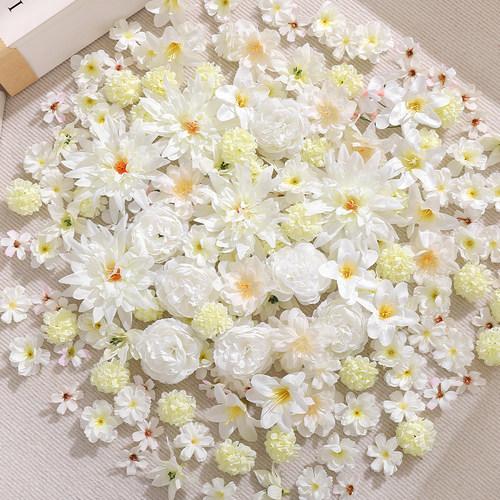 白色混搭仿真假花diy手工花环