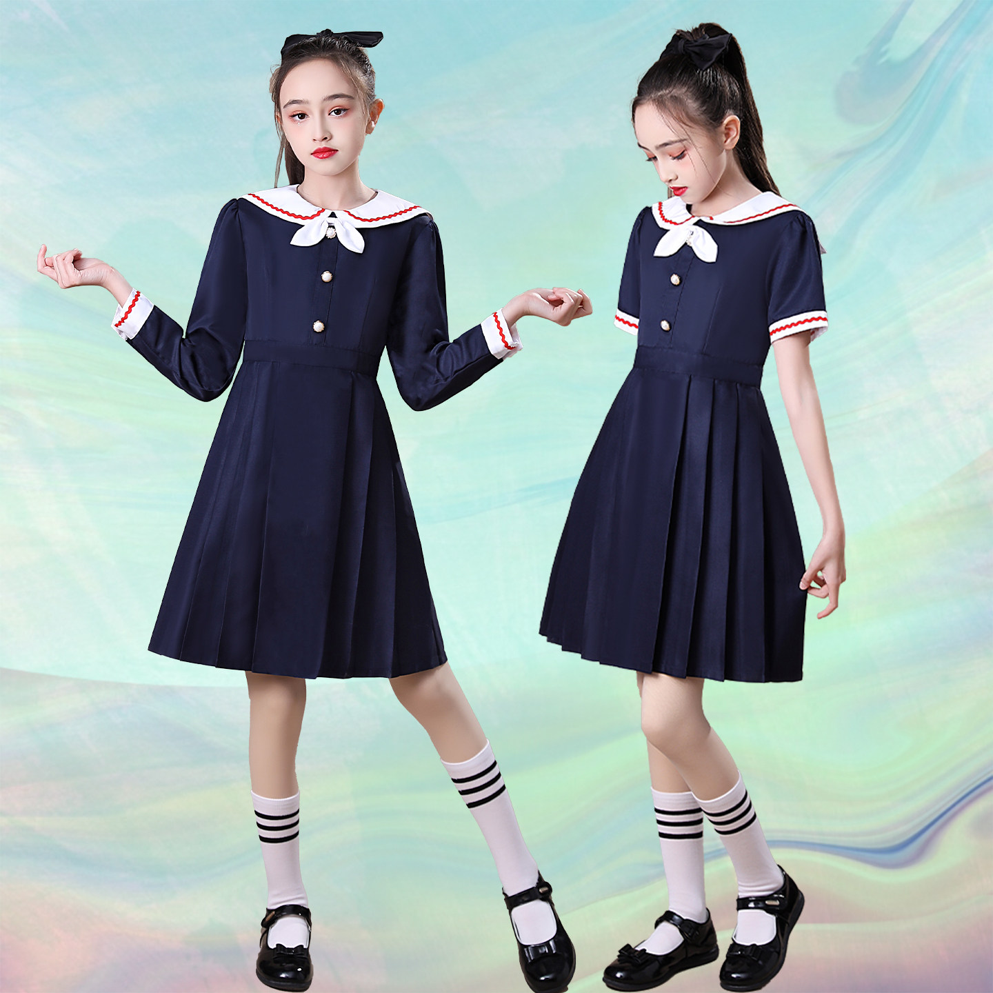 新款高端学院风女童合唱服