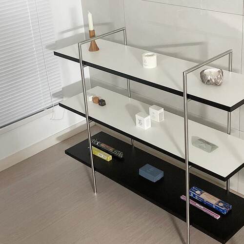 客厅简易隔板书架不锈钢中古置物架落地靠墙展示架陈列架展示柜