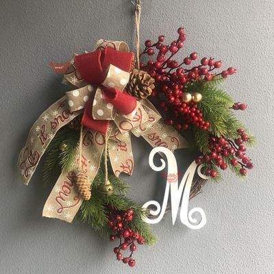 圣诞节花环门挂ins藤环藤条创意挂件装扮节日氛围挂饰装饰品花。