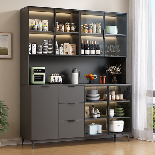 餐边柜靠墙一体铝合金小户型家用酒柜大容量储物柜客厅茶水置物柜