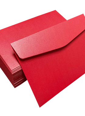 红色信封红卡大红色珠光信封定制LOGO中秋节新年春节慰问信封a4发票婚庆婚礼喜贴邀请函信封感谢信封感恩红包