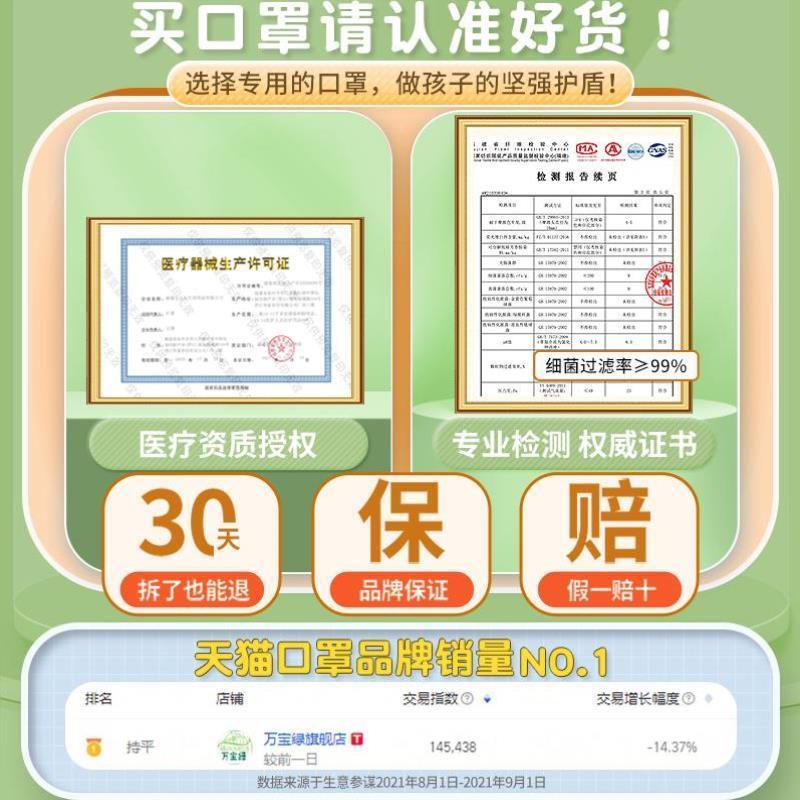 儿童口罩一次性女孩男童公主3一6岁小孩专用8到12岁可爱卡通学生