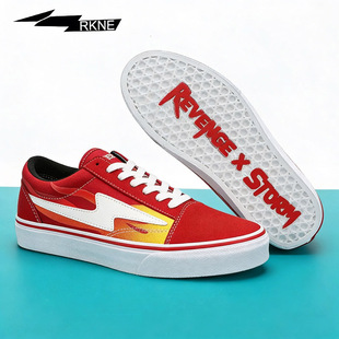 复仇风暴闪电平板鞋男鞋百搭低帮帆布鞋男款2026新款休闲鞋鞋子