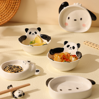 熊谷组可爱熊猫小熊陶瓷碟子