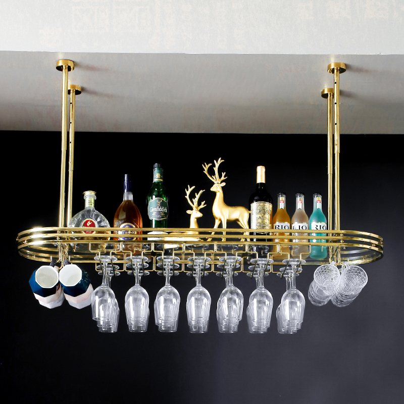 吧台不锈钢红酒杯倒挂酒架家用轻奢酒杯架子马R克杯高脚杯悬挂吊