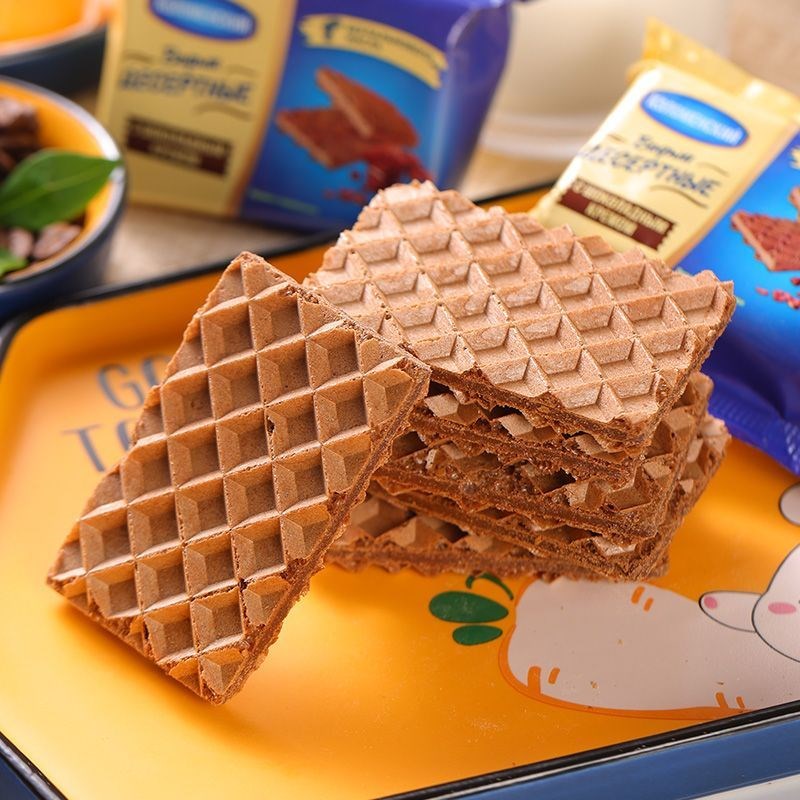俄罗斯进口e馆威化饼干网红巧克力果仁巧克力奶油夹心华夫饼