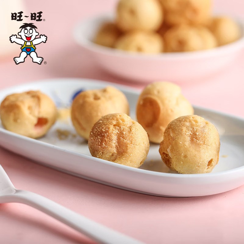 旺-旺泡芙16g*20袋牛u奶味巧克力味草莓味儿童零食糕点泡芙球包邮