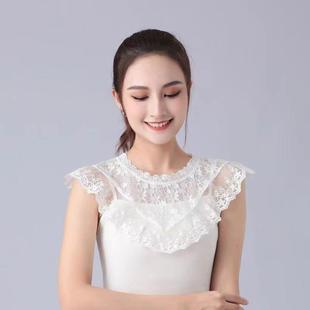 春夏外搭蕾丝披肩女时尚 饰花边百搭小外套洋气女士假领子高级感 装