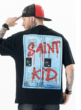 澜海男装|2025春夏季新品潮牌趣味射击打靶印花短袖T恤小众嘻哈男