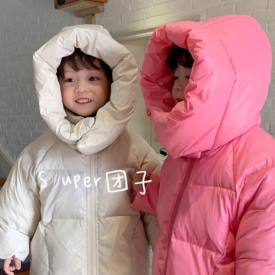 S uper团子家2022年冬季新款韩版儿童羽绒服男女宝宝加绒加厚冬装