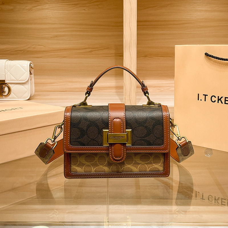 香港2024正品真皮经典爆款时尚老花小方包高级感手提单肩斜挎女包