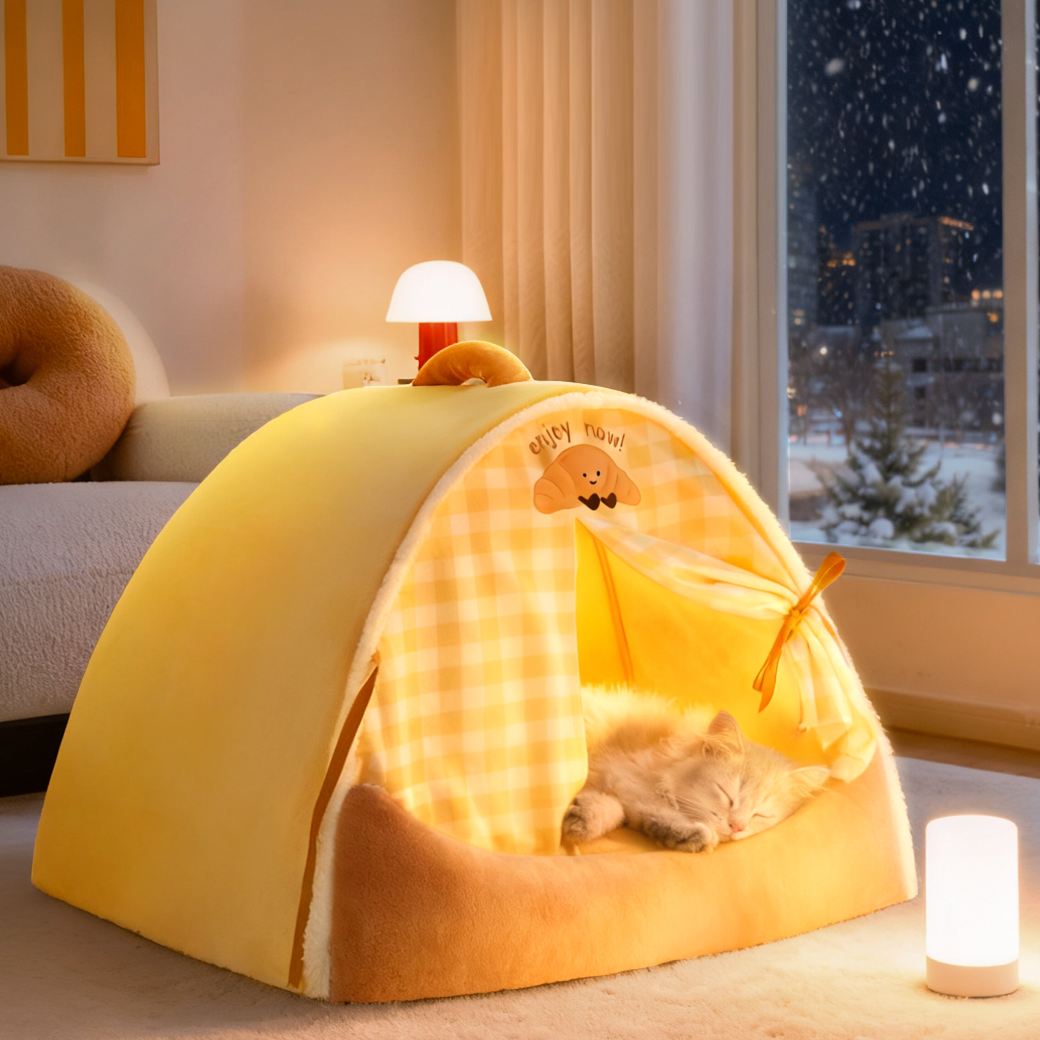 【满足胆小猫天性】封闭保暖猫窝