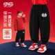 儿童新年裤 加厚拜年休闲裤 子加绒男童运动裤 女宝宝过年中国风长裤