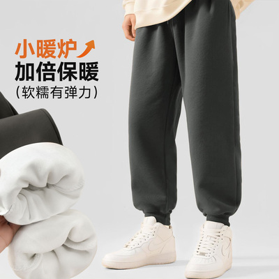 伊佃男童裤子冬季加绒保暖长裤