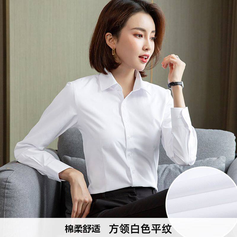 白衬衫女士长袖新款春季外套职业正装气质通勤爆款短袖衬衣工作服