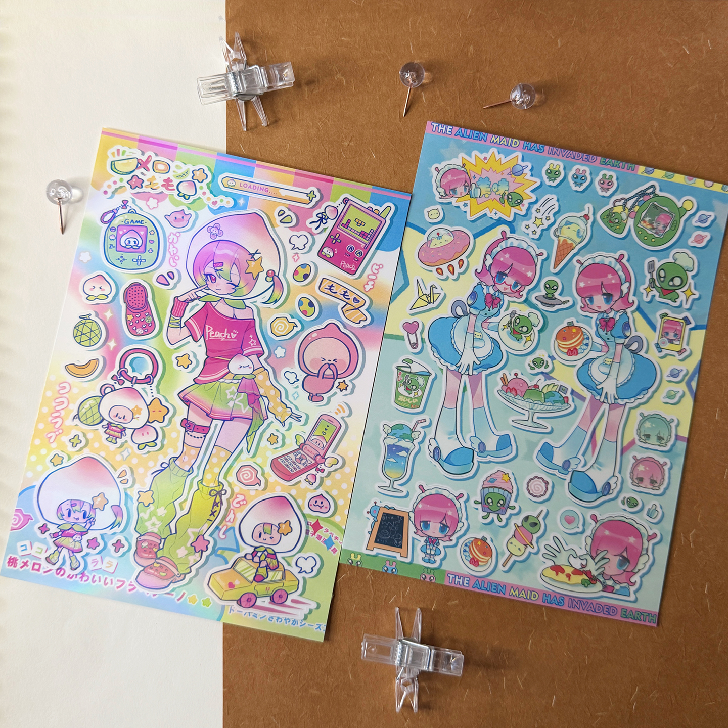 水蜜桃子女孩人物贴纸手机平板