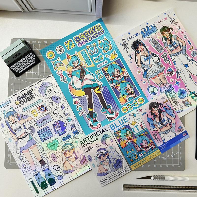 电竞贴纸电子手账元素二次元少女