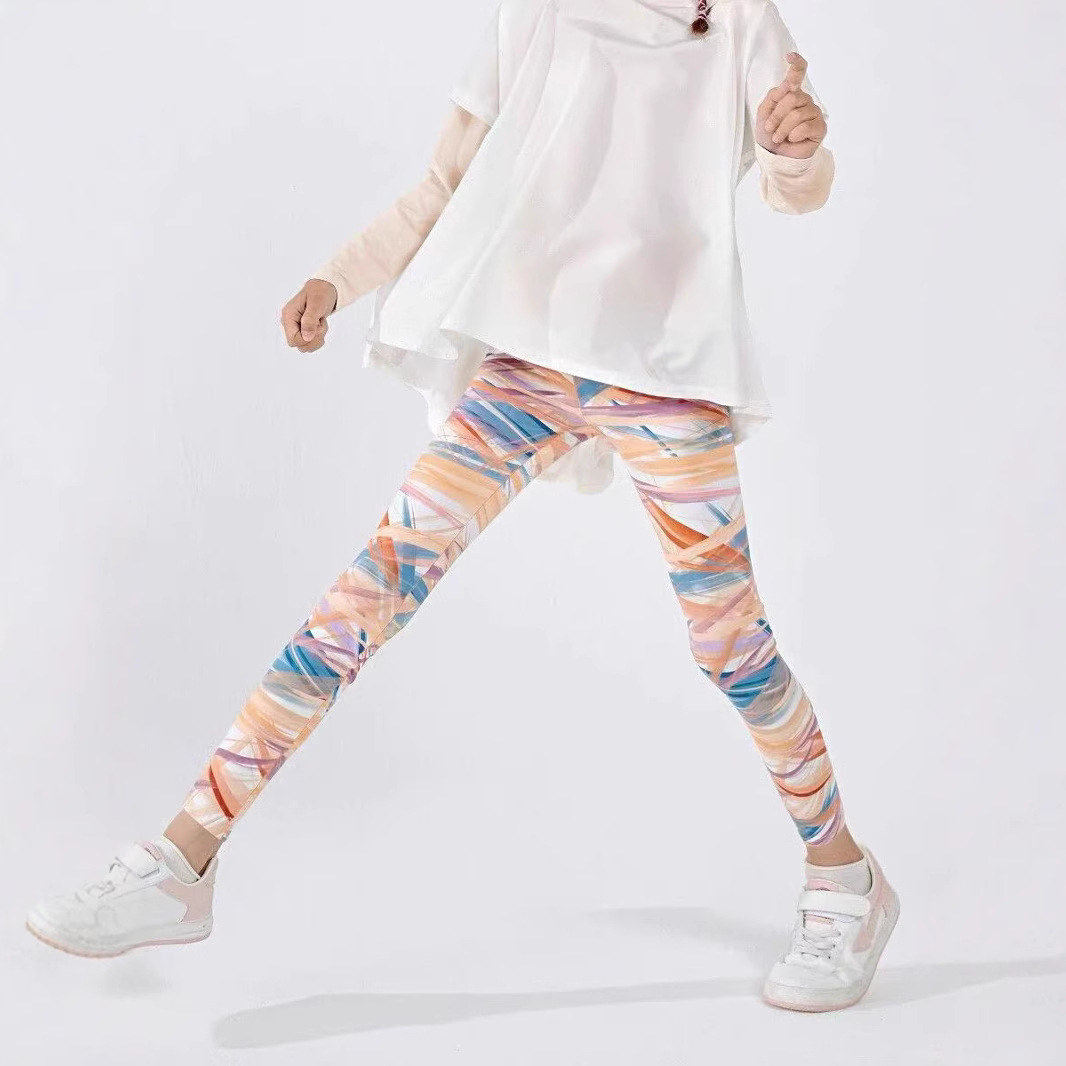 女童春夏高弹鲨鱼裤儿童薄款速干瑜伽裤中大童运动裤童体育裤裤子