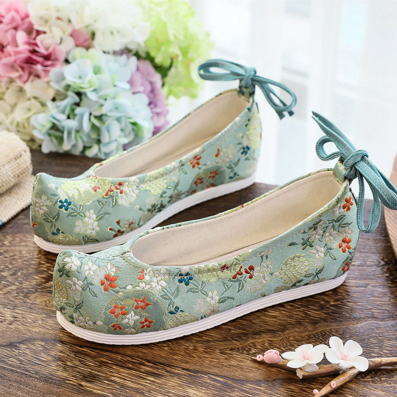 新款【素雅】古风汉元素绣花单鞋汉服鞋翘头履千层底民族风布鞋女