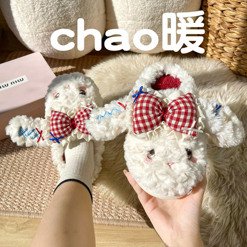 可爱大耳狗蝴蝶结棉女冬季2025居