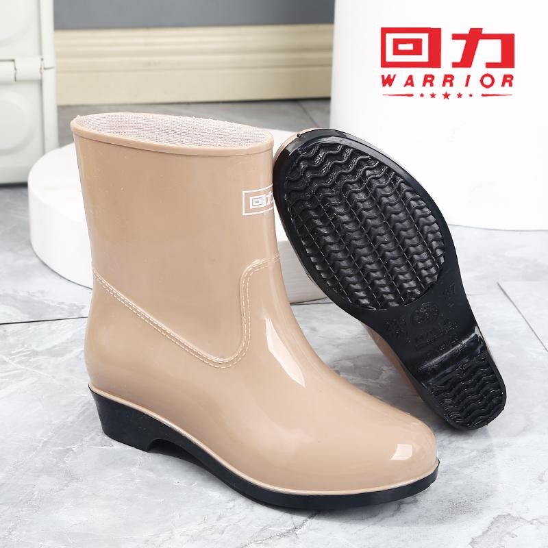 回力女士雨靴外穿防水防滑底加厚耐磨雨鞋短筒防水鞋简约女款雨鞋