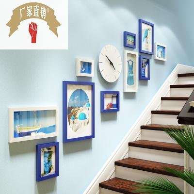 高分子_0132loft楼梯照片墙复式公寓组合相框地中海可
