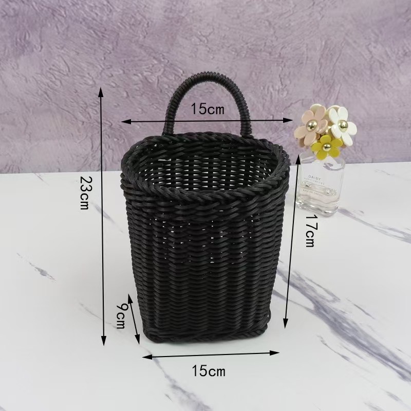 仿藤编壁挂篮厨房姜蒜挂篮刀叉筷子挂篮纯手工编织钥匙篮图片