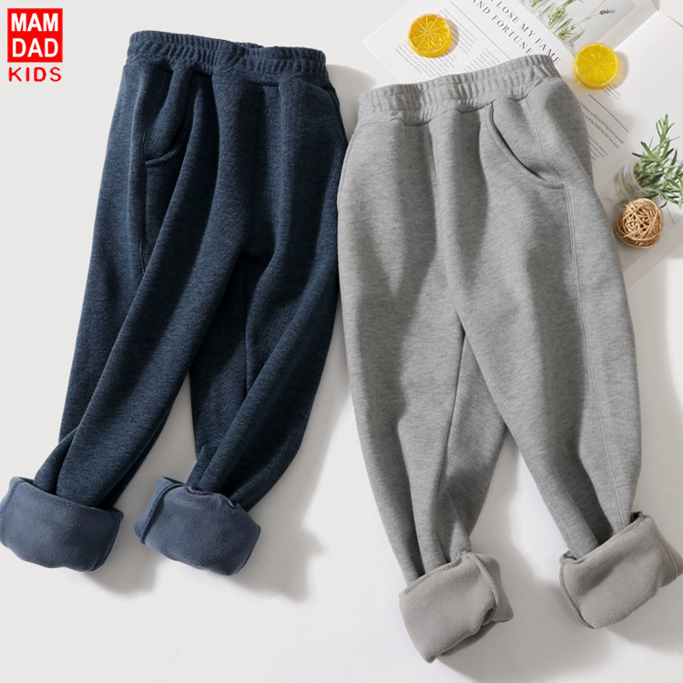 儿童秋冬加绒运动裤子新款男童女童中大童休闲裤卫裤校服裤子外穿