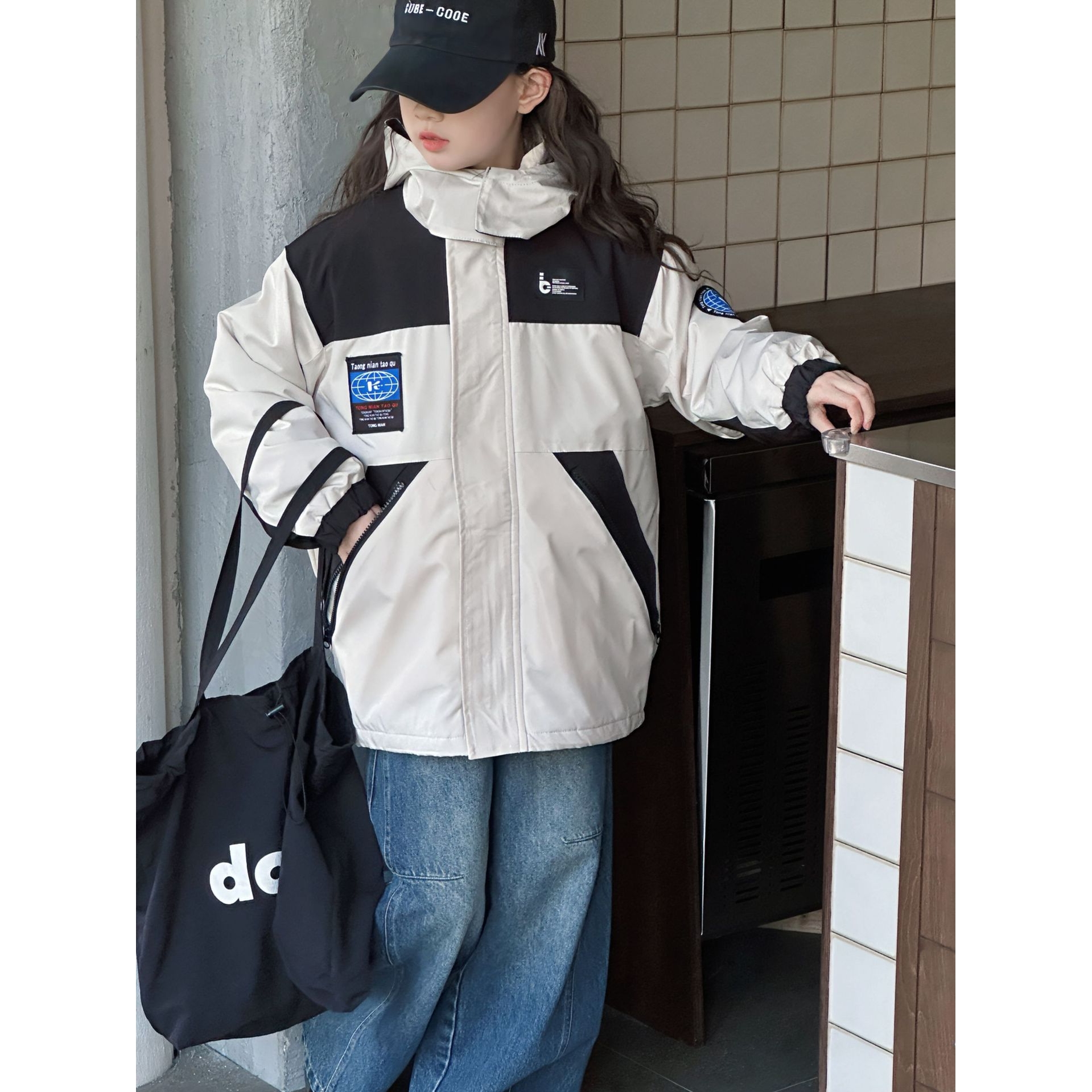 女童秋冬款夹棉加厚三合一可拆卸冲锋衣外套女大童洋气儿童秋装潮