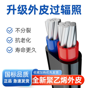 南领国标铝线 线护套线 线防老化电缆线 线2芯10 16 25平方户外线