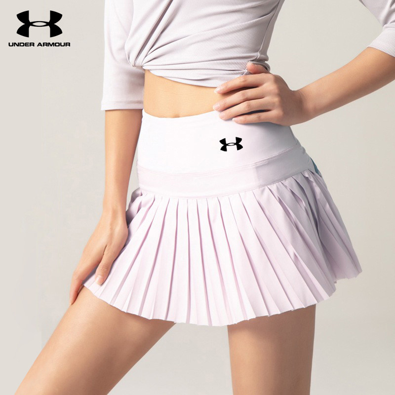 安德玛运动短裙女瑜伽健身羽毛球网球裙训练跑步防走光半身百褶裙