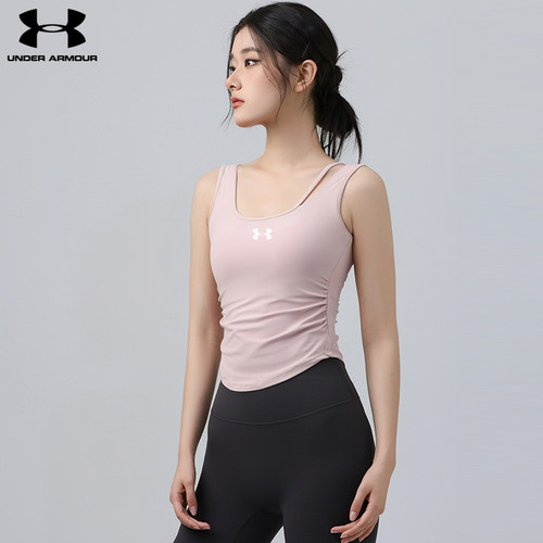 安德玛运动背心女瑜伽健身带胸垫上衣聚拢防下垂收副乳一体式吊带