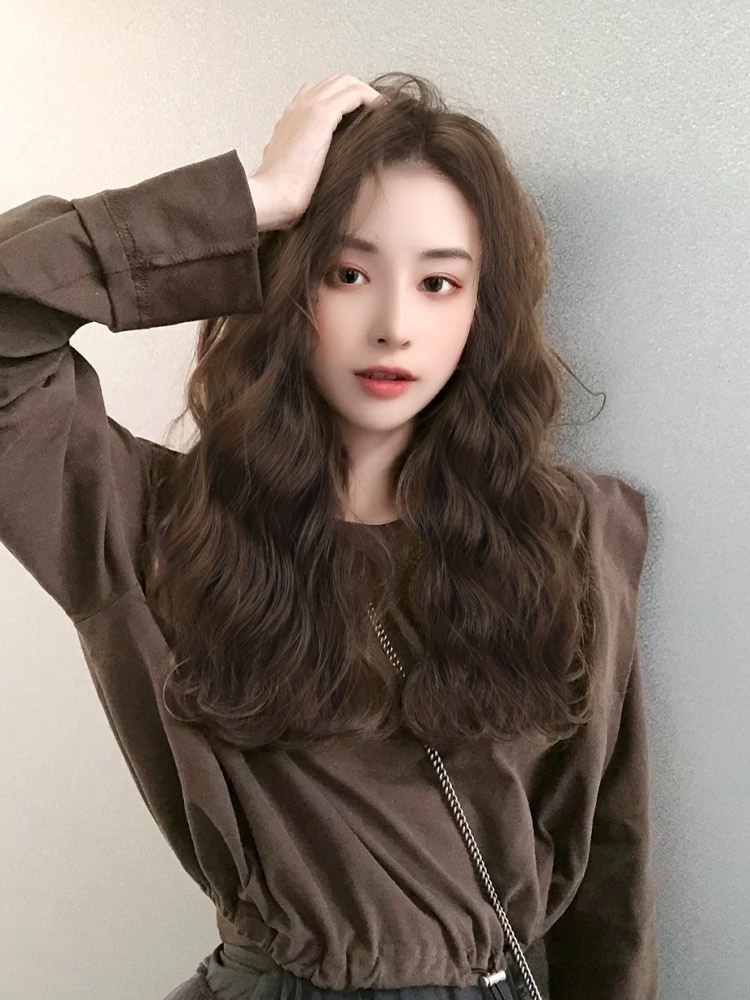 假发女中长发自然全头套式中分无刘海羊毛卷长卷发大