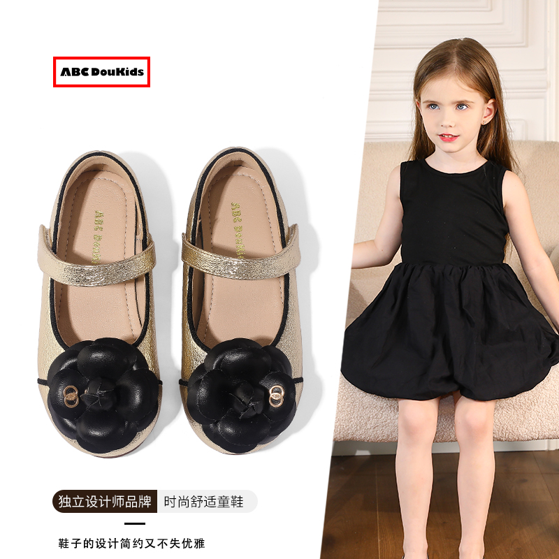 女童公主鞋洋气山茶花皮鞋