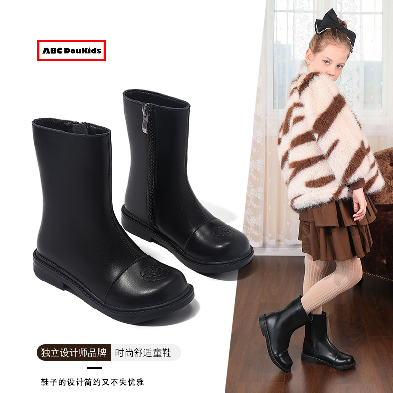 女童靴子时尚洋气小女孩皮靴