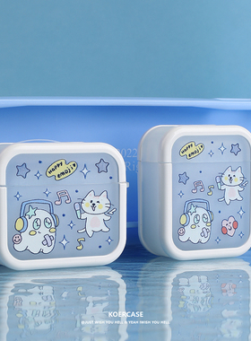 KOERCASE 酷酷猫音乐会幽灵耳机软壳原创适用苹果AirPods 1/2/4代Pro3代无线蓝牙插画涂鸦保护套防摔可爱有趣