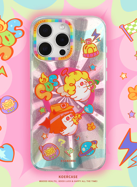 KOERCASE sos心动救援小幽灵磁吸手机壳镭射银少女 卡通插画原创意涂鸦小众适用苹果16iPhone15ProMax14Pro13