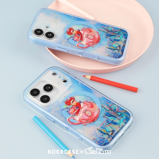 KOERCASE-ChefToto阿拉神灯泡泡茶壶磁吸手机壳亮面 卡通插画原创意涂鸦小众适用苹果15iPhone16ProMax17Pro