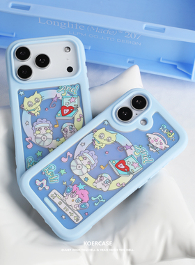KOERCASE 音乐会奇遇磁吸小幽灵蓝色镭射手机壳 卡通插画原创意涂鸦小众适用苹果16iPhone15ProMax14Pro17Air