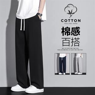 夏季薄款直筒运动裤男士春秋季卫裤纯棉休闲裤宽松透气青少年男裤