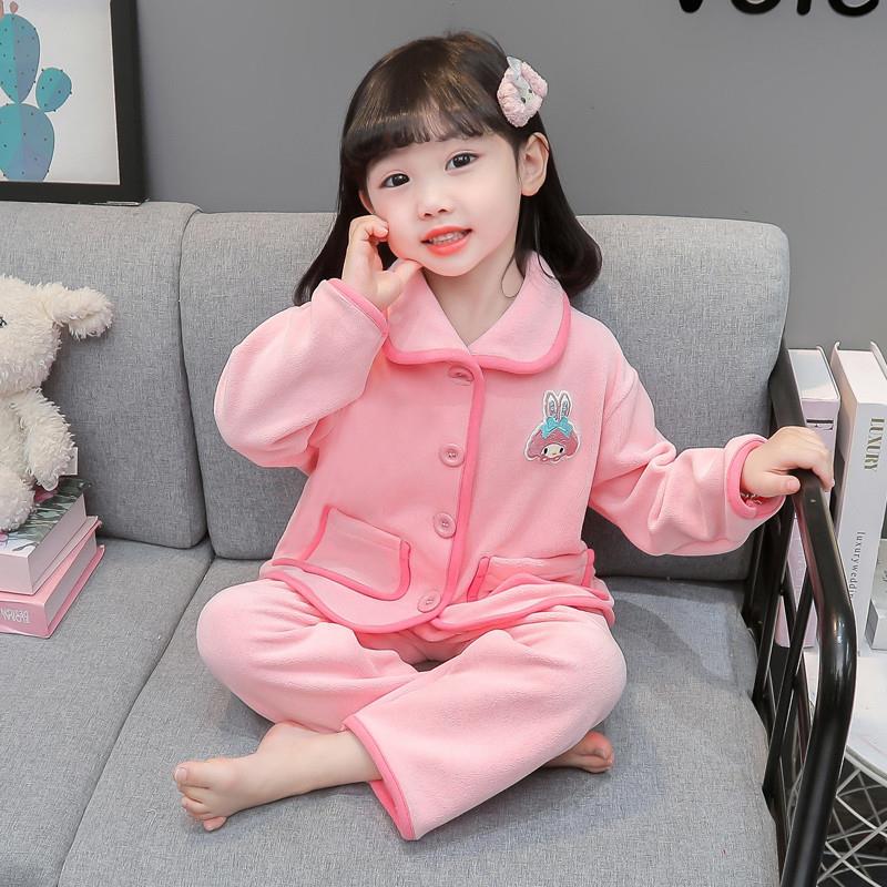儿童秋冬款奥粒绒2024新款秋季家居服女童加厚套装冬季珊瑚绒睡衣