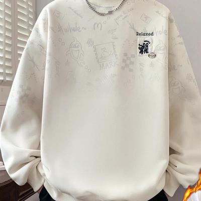 半高领加绒加厚卫衣男款秋冬季潮牌卡通动漫青少年内搭打底衫上衣