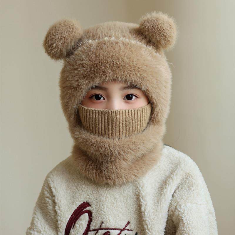 冬季儿童保暖护耳一体帽男女童加绒加厚小熊套头帽宝宝防风包头帽,童装/婴儿装/亲子装,帽子,淘宝优惠券,粉丝福利购,淘宝优惠卷