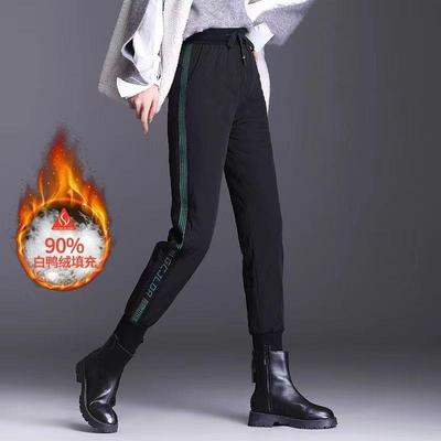 90白鸭绒羽绒裤外穿时尚高腰2024新款冬季加厚保暖防寒束脚棉裤女