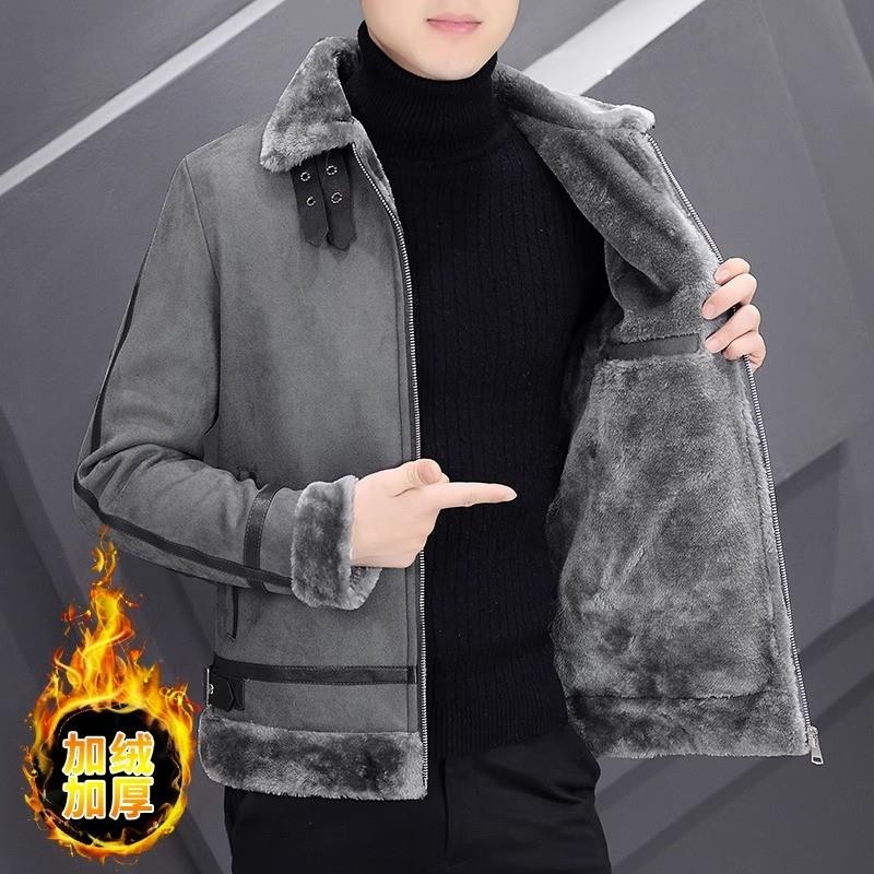 派克服男冬季2024新款毛内胆皮草外套翻领棉衣貉子毛皮毛一体大衣